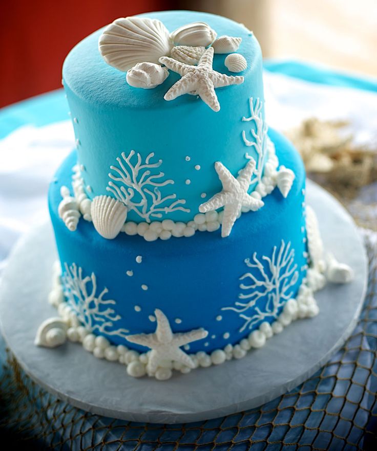 Aqua Beach Wedding Cake