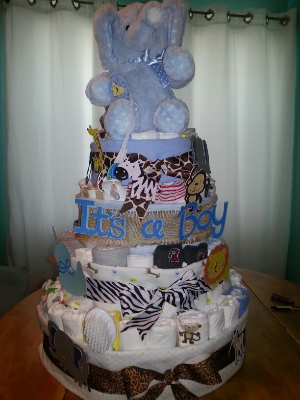 Baby Boy Safari Themed Diaper Cake Baby Boy Safari Themed Diaper Cake