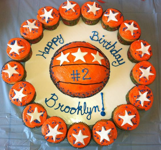 Basketball Cake with Cupcakes