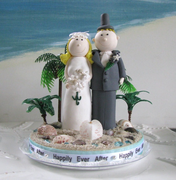 Beach Wedding Bride and Groom Cake Topper