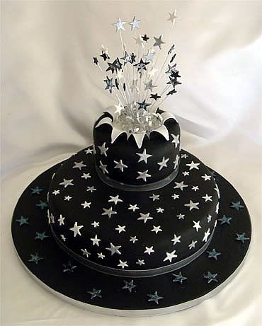 Black and Silver Birthday Cake Black and Silver Birthday Cake