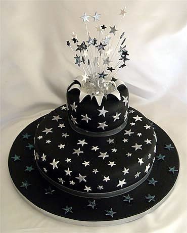 Black and Silver Birthday Cake
