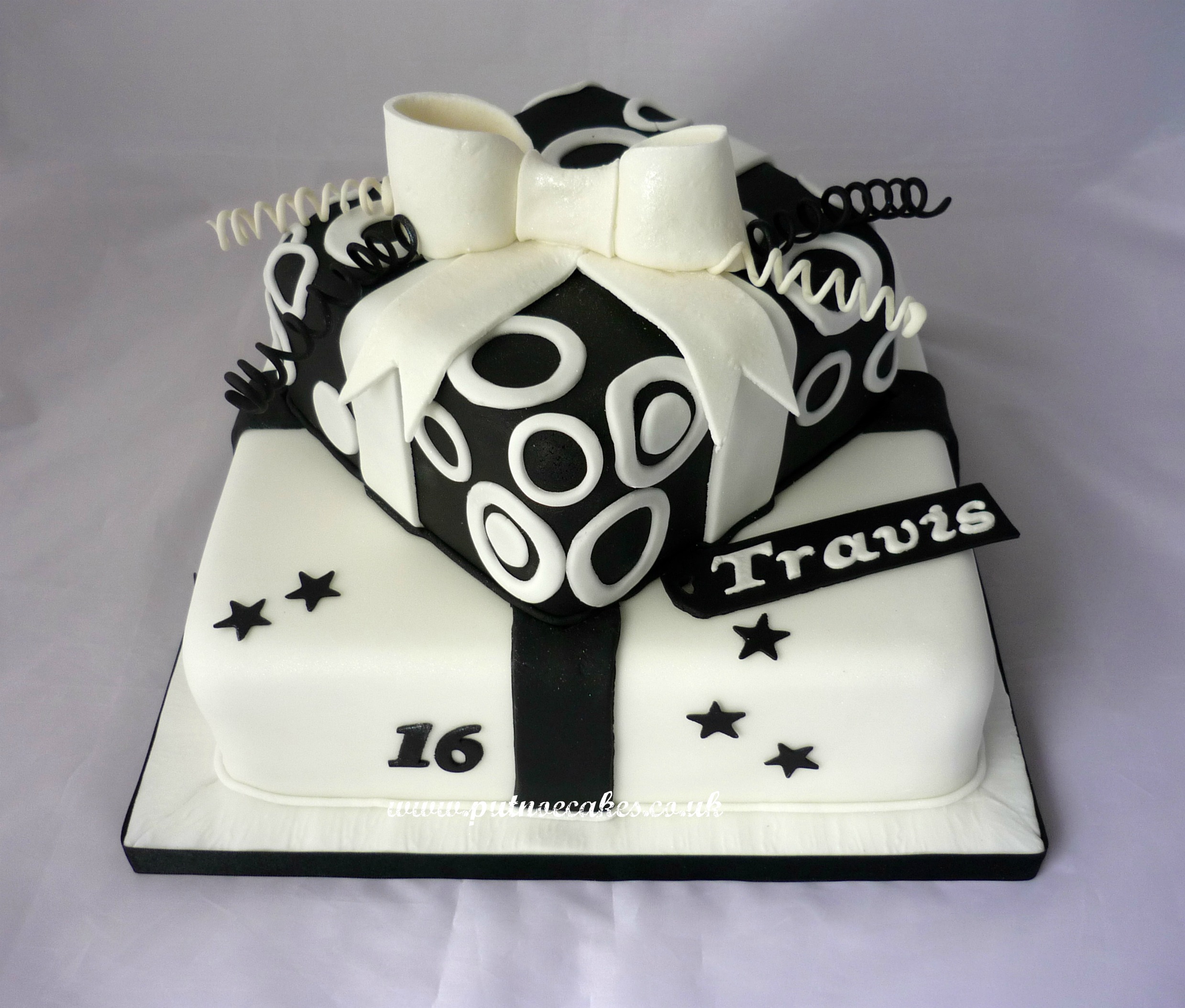 Black and White Birthday Cake for Man
