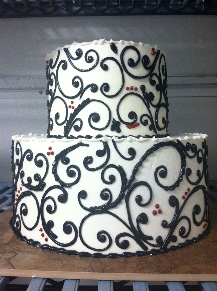 Black and White Scroll Wedding Cake