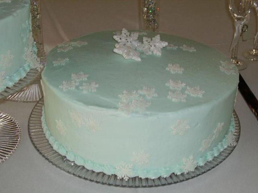 Blue Snowflake Wedding Cake