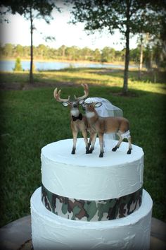 Buck and Doe Heart Wedding Cake Toppers