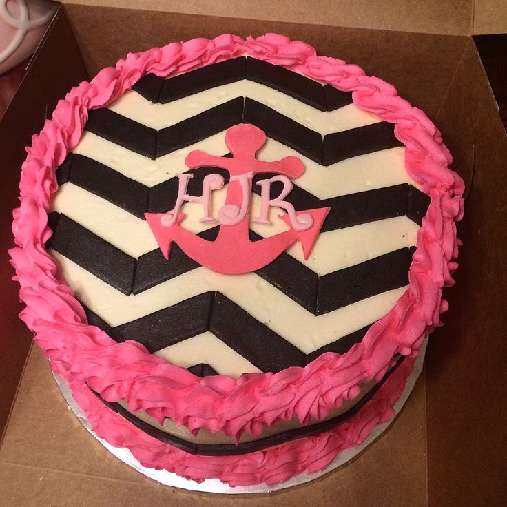 Chevron Anchor Birthday Cake