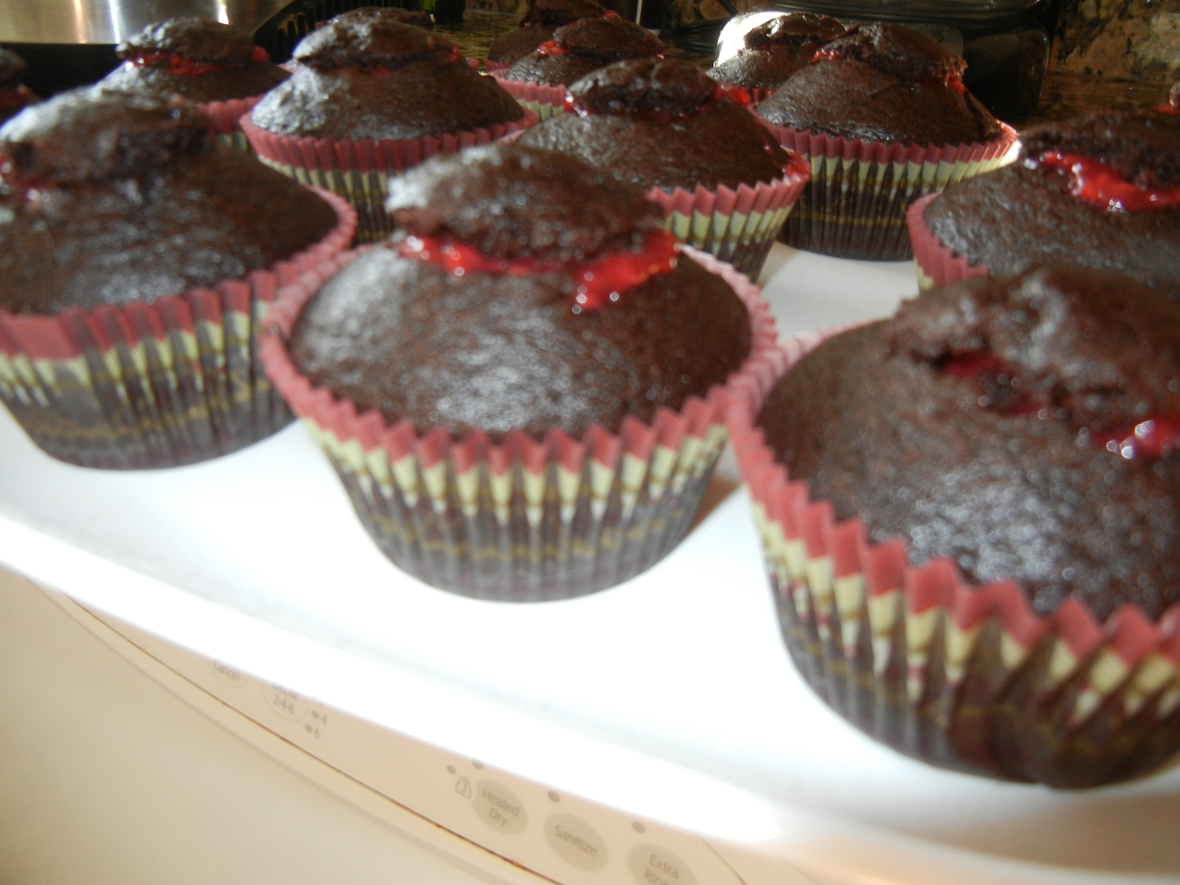 Chocolate Cupcakes with Raspberry Filling