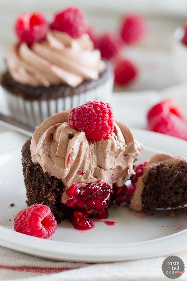 Chocolate Cupcakes with Raspberry Filling