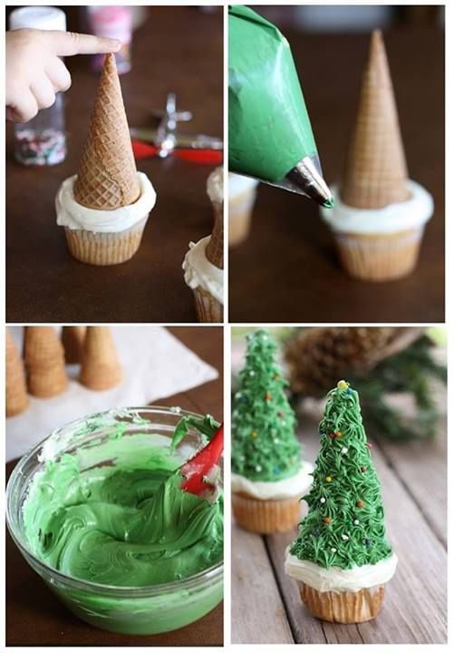 Christmas Tree Cone Cupcakes