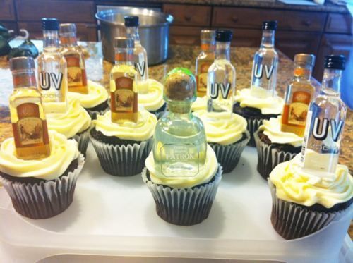 Cupcakes with Mini Liquor Bottles