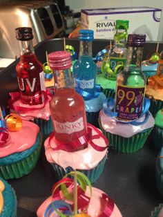 Cupcakes with Mini Liquor Bottles