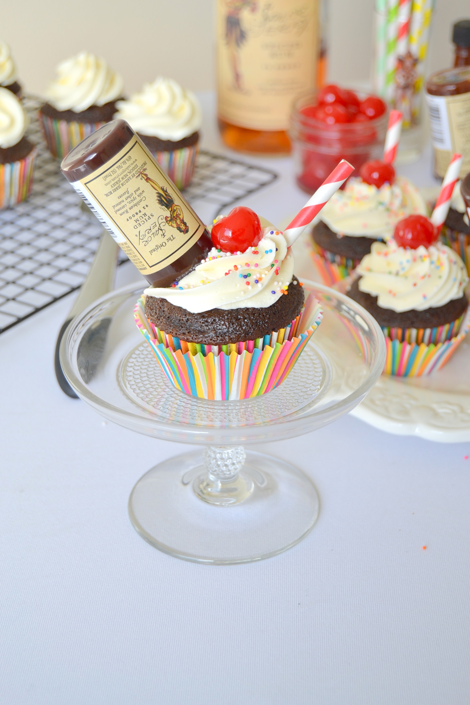 Cupcakes with Mini Liquor Bottles