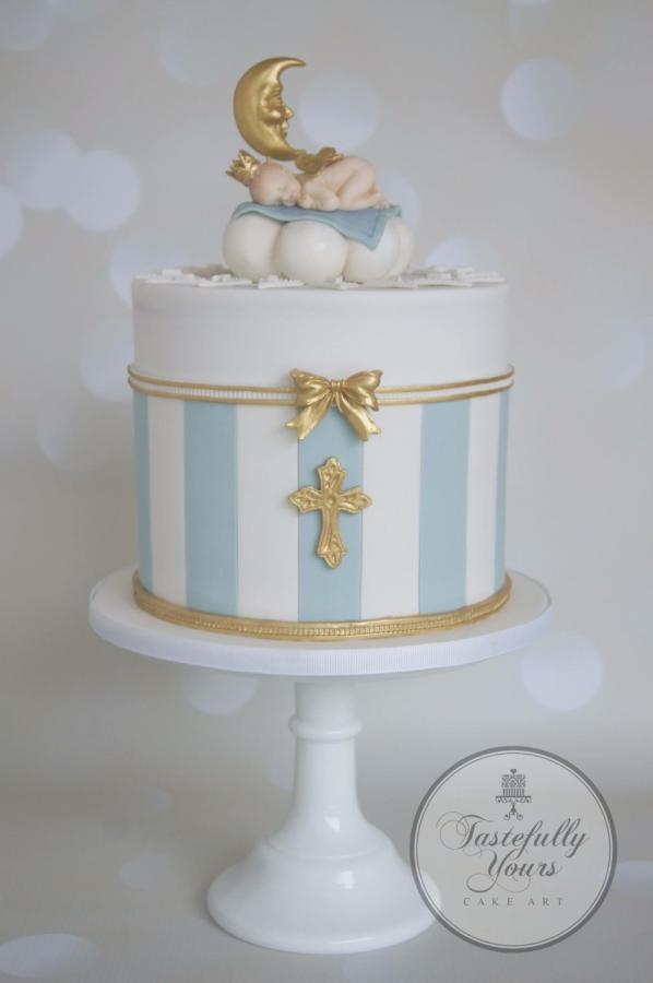 Gold and Baby Boy Baptism Cake Gold and Baby Boy Baptism Cake