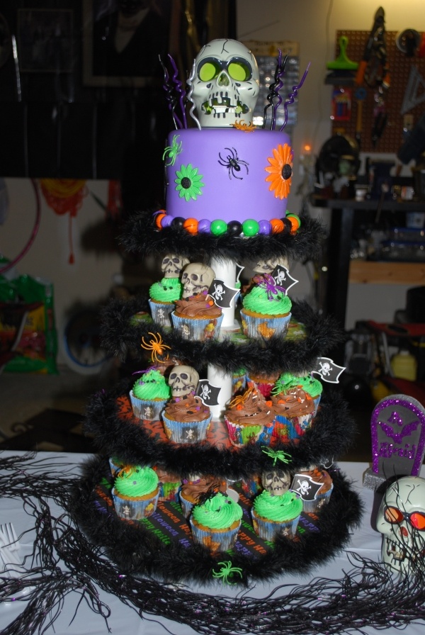 Halloween Birthday Cupcake Tower