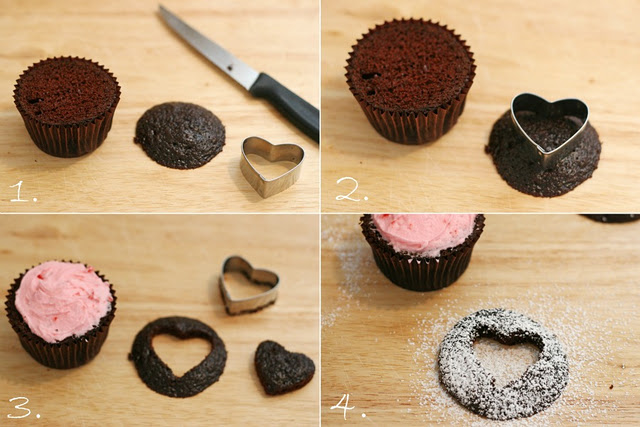 Heart Cutout Cupcakes