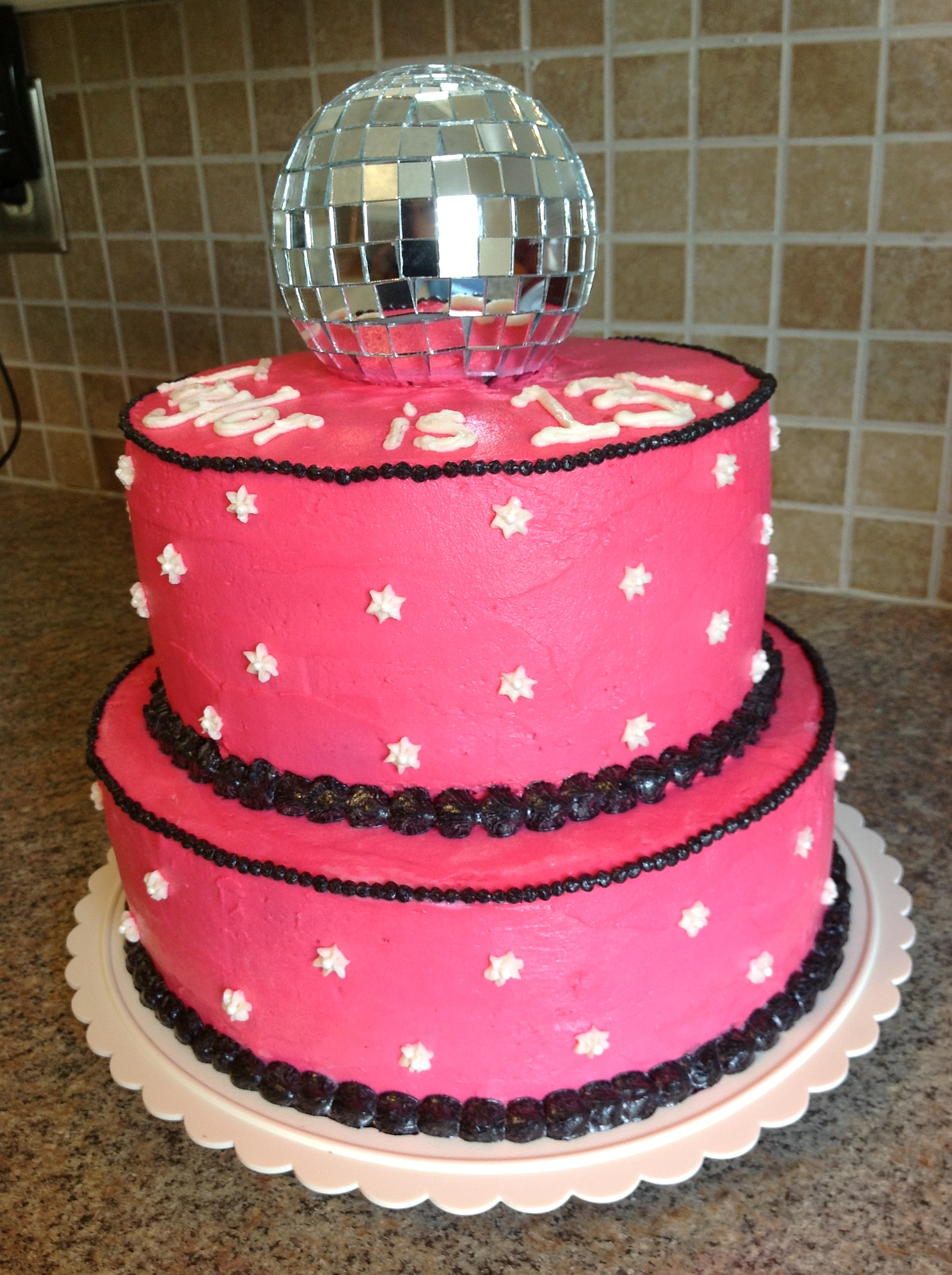 Hot Pink Disco Ball Cake