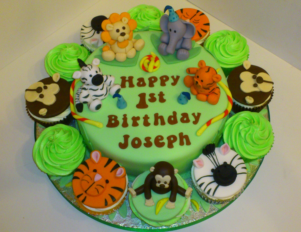 Jungle Theme 1st Birthday Cake Jungle Theme 1st Birthday Cake