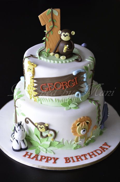 Jungle Themed 1st Birthday Cake Jungle Themed 1st Birthday Cake