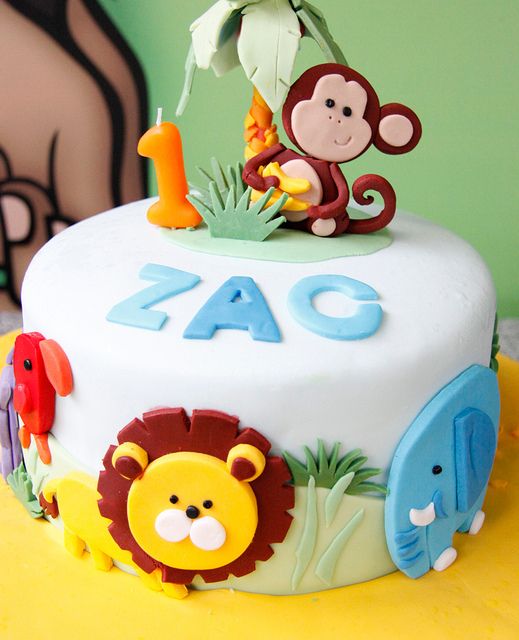 Jungle Themed 1st Birthday Cake Jungle Themed 1st Birthday Cake
