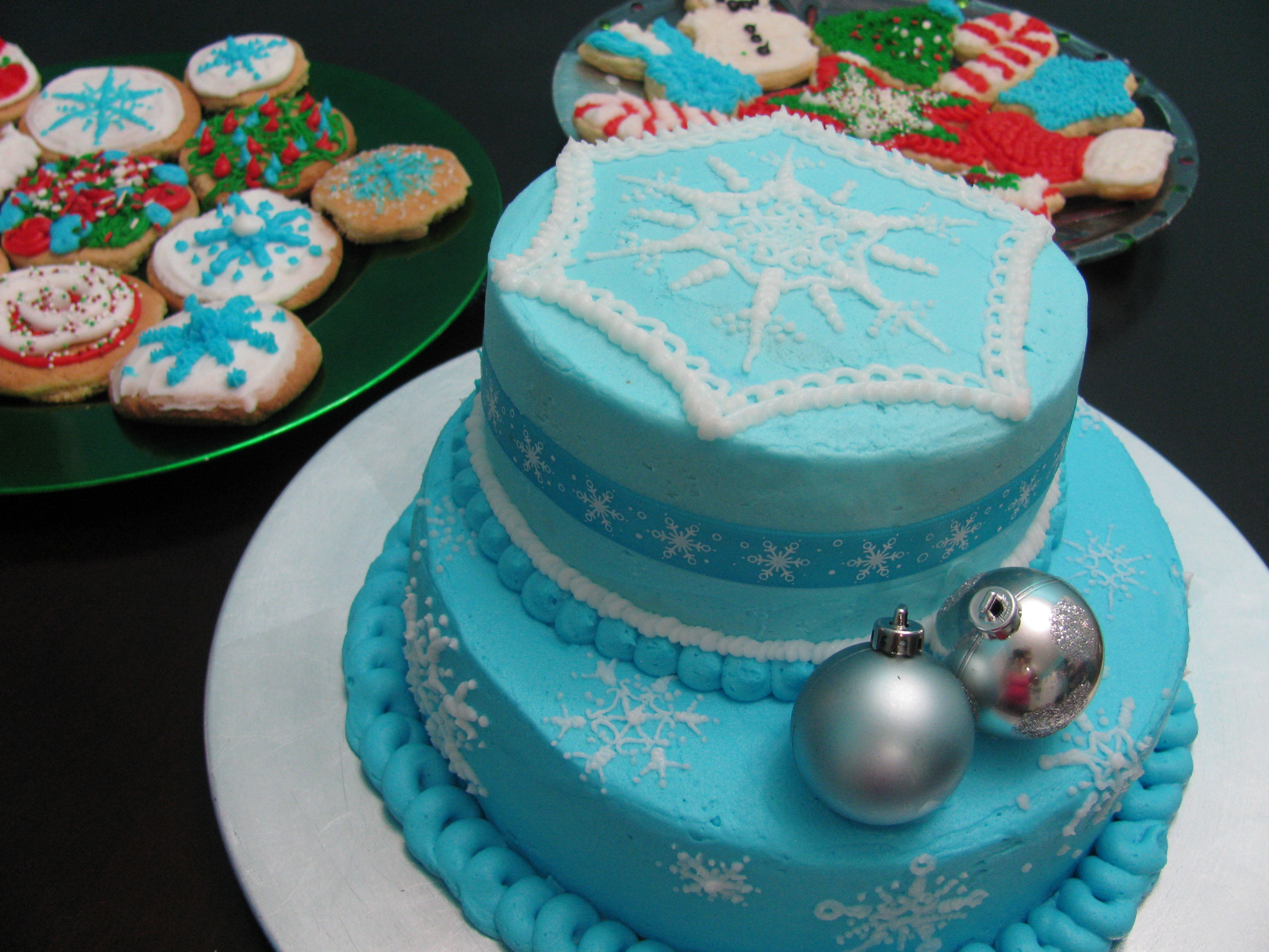 Light Blue Snowflake Cake