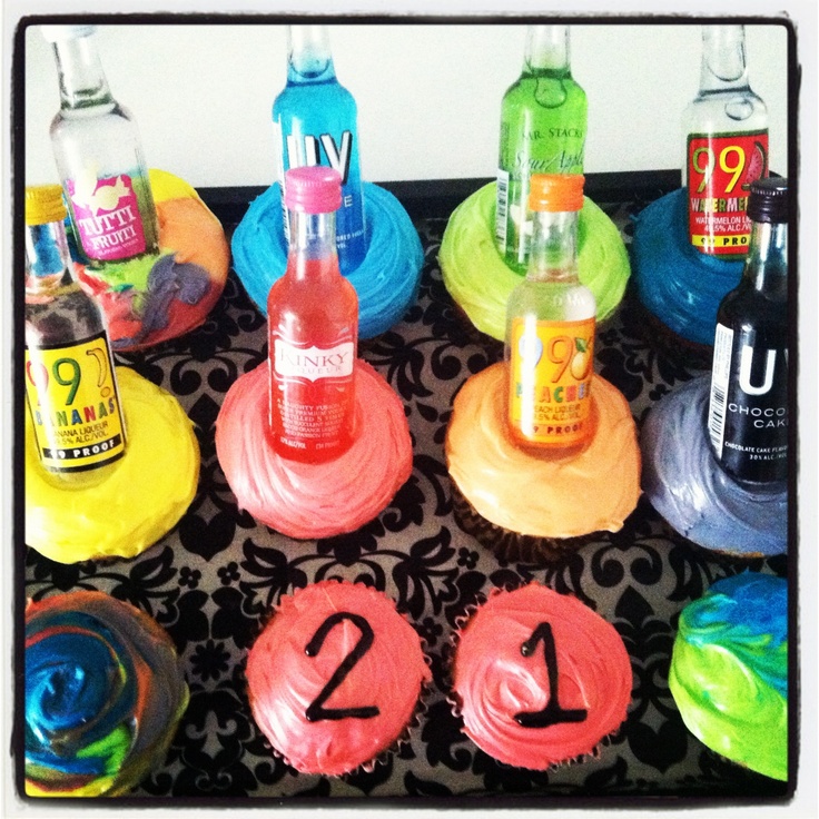 Liquor Bottles 21st Birthday Cupcakes