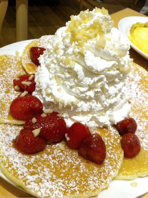 Pancakes with Strawberry and Whipped Cream Pancakes with Strawberry and Whipped Cream