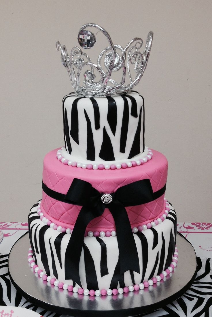 Pink and Black Zebra Birthday Cake