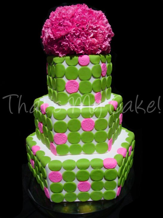 Pink and Green Wedding Cake