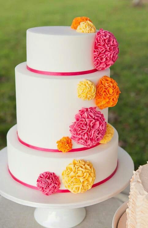 Pink and Orange Wedding Cake