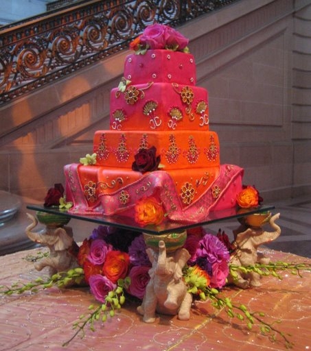 Pink and Orange Wedding Cake Pink and Orange Wedding Cake