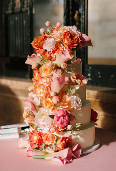 Pink and Orange Wedding Cake