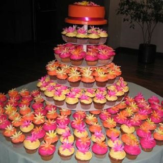 Pink and Orange Wedding Cupcakes