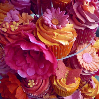 Pink and Orange Wedding Cupcakes