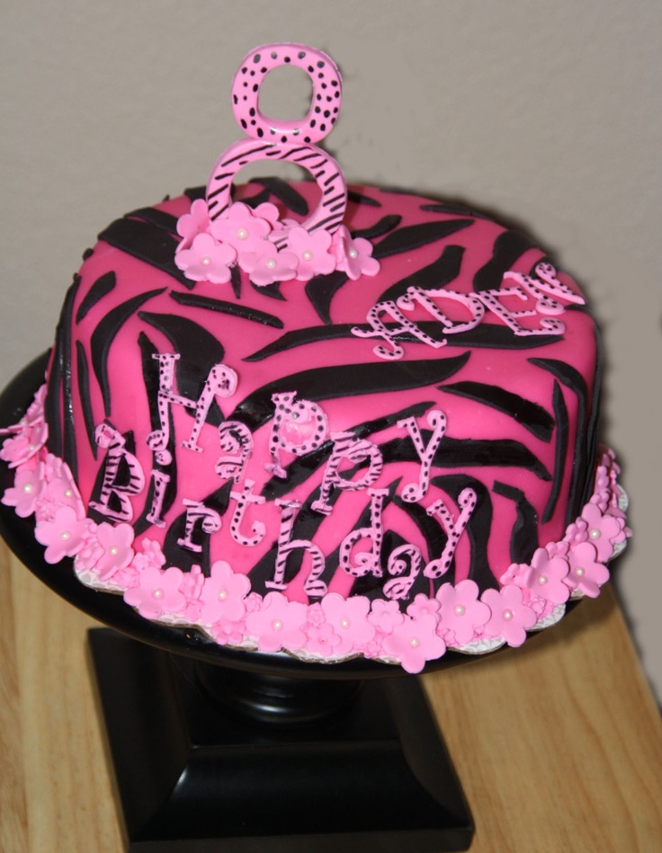 Pink Birthday Cake 8 Years Old