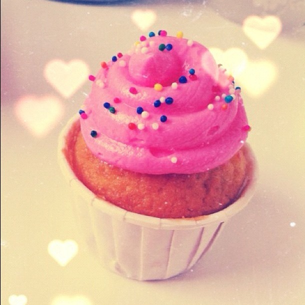 Pink Cupcake with Rainbow Sprinkles