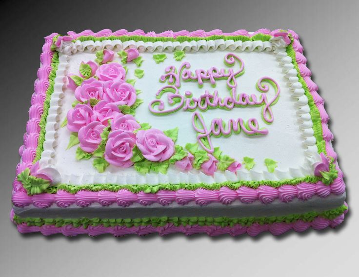 Pink Rose Birthday Sheet Cake