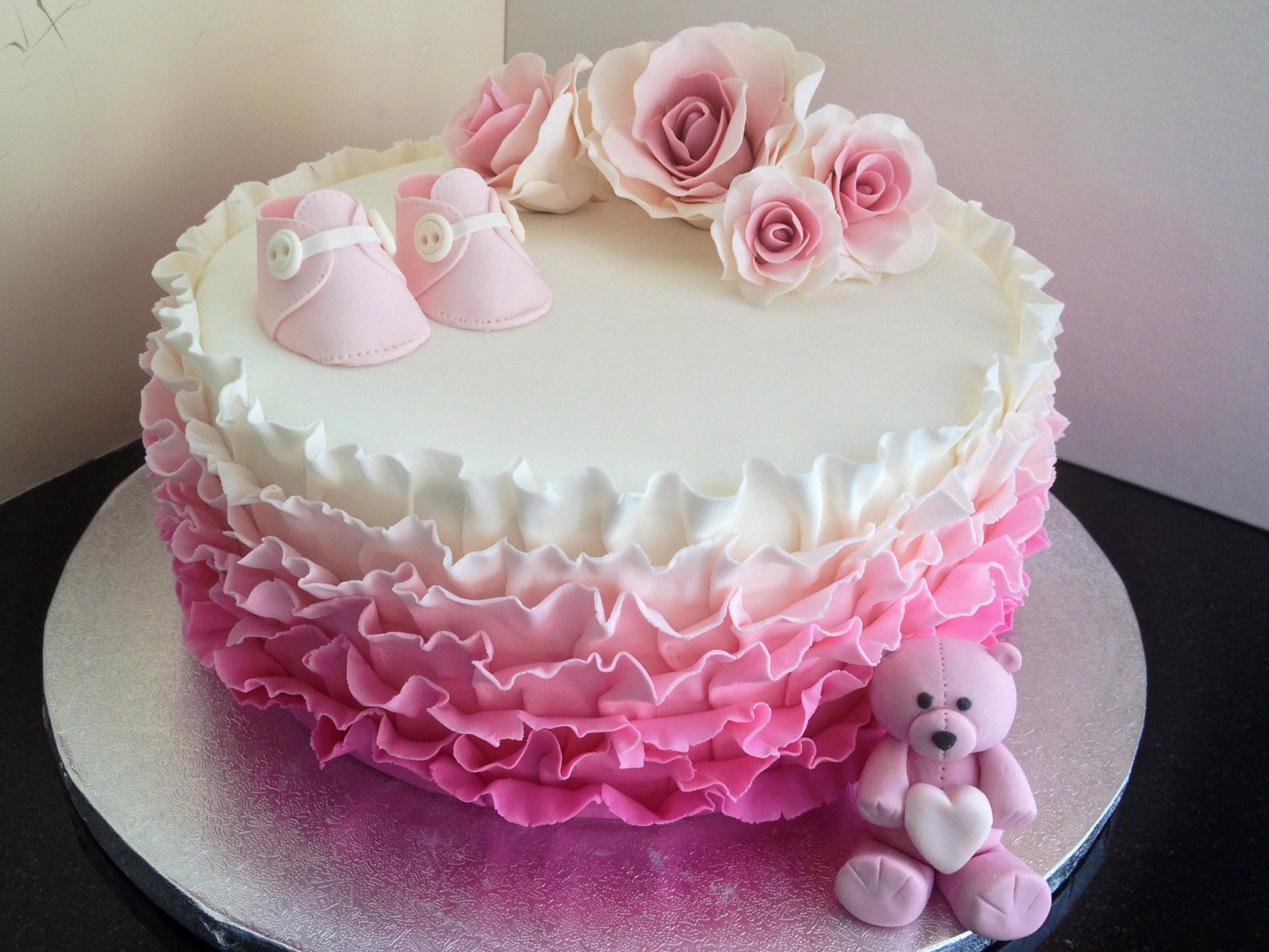 Pink Single Layer Baby Shower Cakes