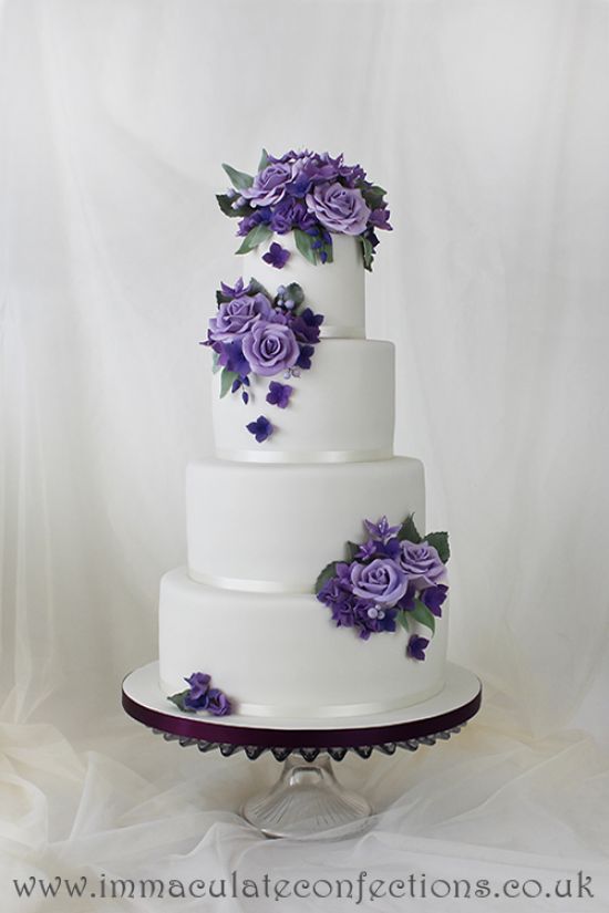 Purple and Lavender Roses Wedding Cake Purple and Lavender Roses Wedding Cake