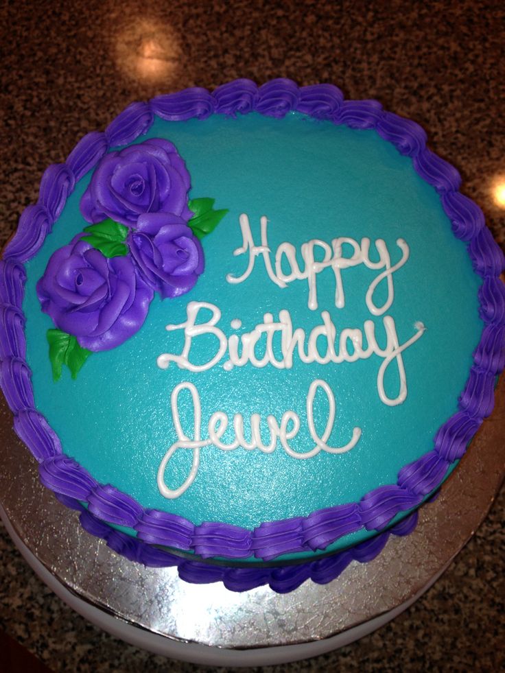 Purple and Teal Birthday Cake