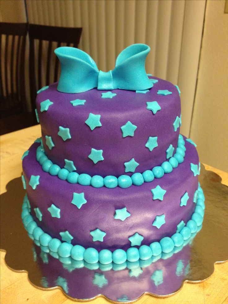 Purple and Teal Birthday Cake