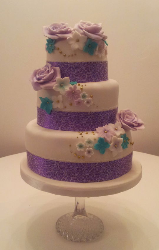 Purple and Teal Wedding Cake