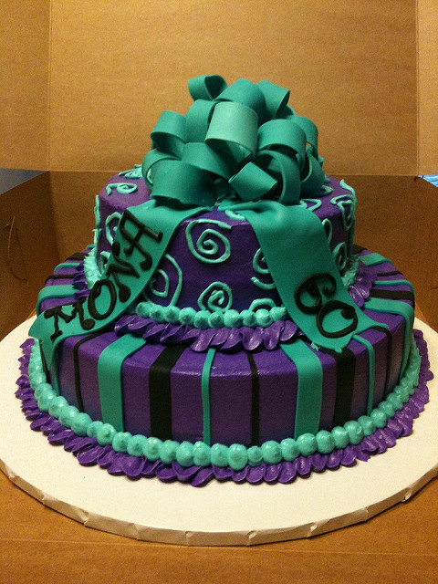 Purple and Teal Wedding Cake