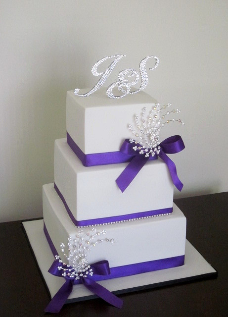 Purple and White Wedding Cake Bling