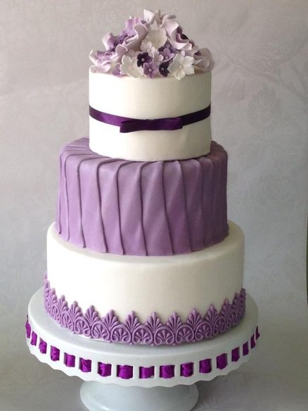 Purple and White Wedding Cake