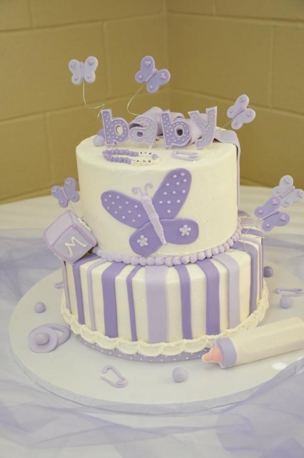 Purple Butterfly Baby Shower Cake