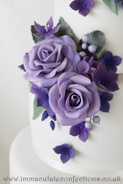 Purple Floral Wedding Cake