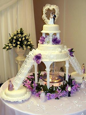 Purple Wedding Cakes with Fountains
