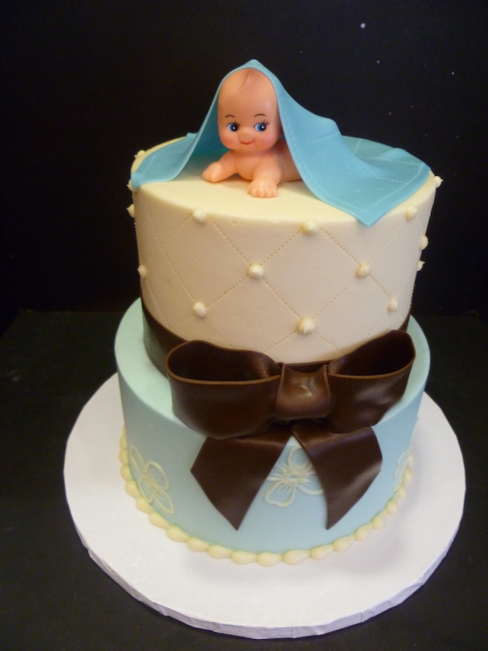 Quilted Baby Shower Cake for Boy