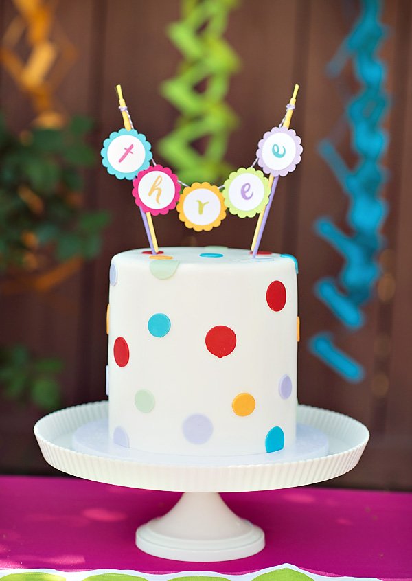 Rainbow Polka Dot Birthday Cake